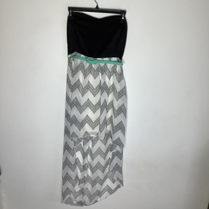 Emerald Sundae Womens Strapless Asymmetrical Dress Black & White Sz XL‎ NWT